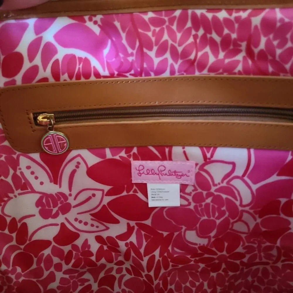 Lilly Pulitzer Off The Wagon Quilted Green Canvas Tote Shoulder Bag NWT‎